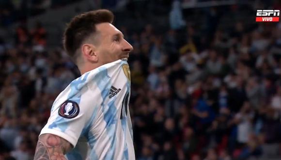 El capitán argentino casi anota un golazo en la Finalissima entre Argentina e Italia. (Foto: Captura ESPN)