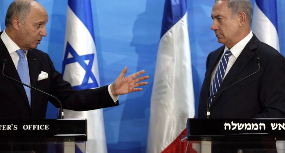 Laurent Fabius y Benjamin Netanyahu. (Foto:EFE)