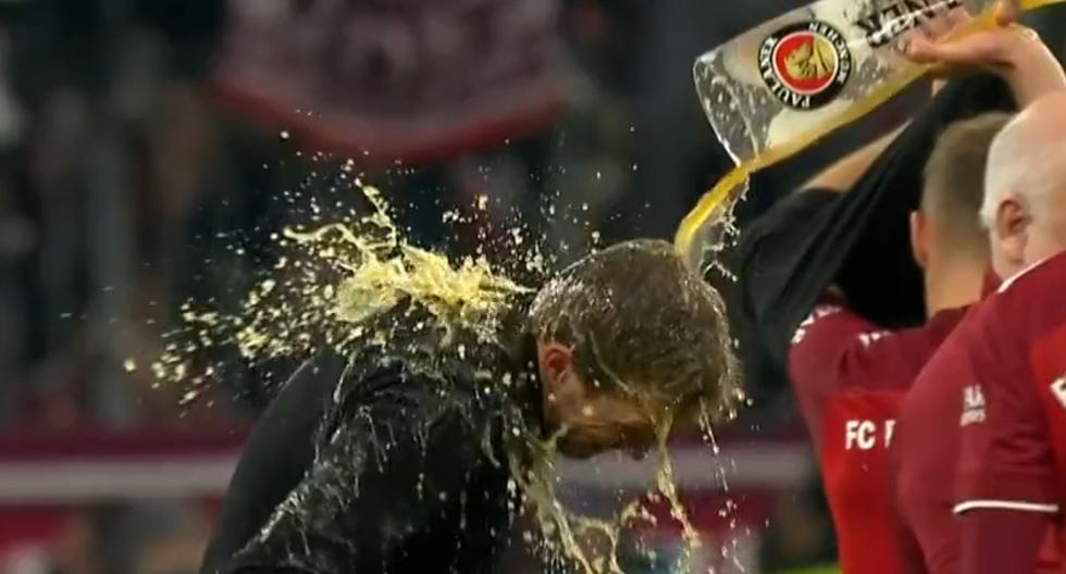 Julian Nagelsmann is drenched in beer after the title with Bayern Munich |  VIDEO