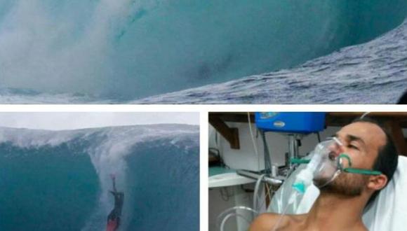 Brasileño salvó de morir luego de surfear una ola de 12 metros