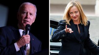 Biden pide “continuar con el apoyo a Ucrania” y felicita a Meloni
