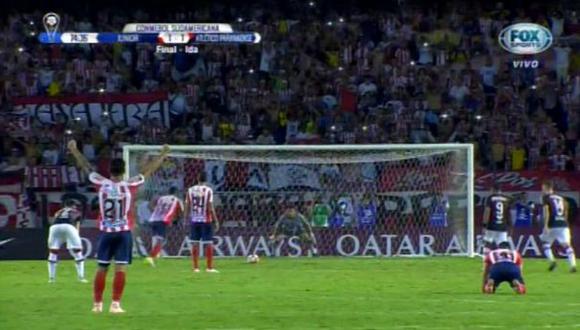 Rafael Pérez falló un penal para Junior ante Atlético Paranaense  en la final de la Copa Sudamericana 2018. (Video: FOXSports - Foto: Captura).
