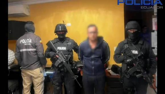 Uno de los 29 detenidos por la Policía de Ecuador y España en un operativo contra miembros de la mafia albanesa, por presunto narcotráfico, el 6 de febrero de 2024. (Captura de Twitter/X @PoliciaEcuador)