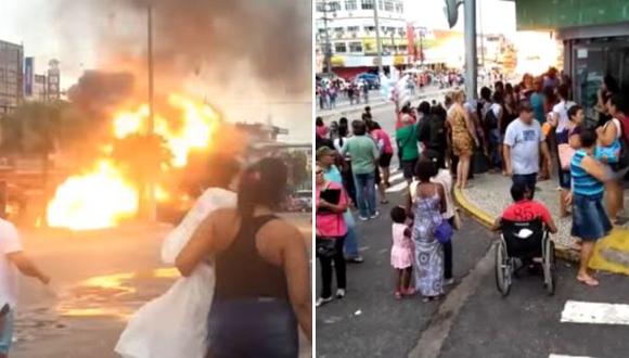 Camión con balones de gas estalla en vía pública de Brasil