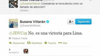 Villarán respondió preguntas en Twitter: revocación no fue un llamado de atención 