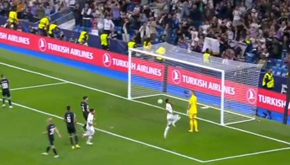 Rodrygo marcó el segundo de Real Madrid en la Champions League. Foto: Captura de ESPN.