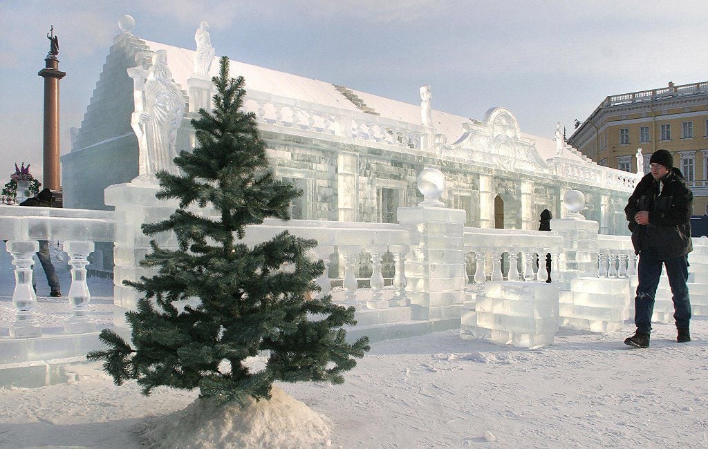 Replica of the Ice House of Empress Anna that began to be built annually in St. Petersburg since 2005. (GETTY IMAGES).