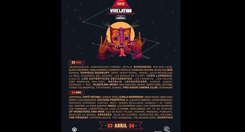 Afiche oficial del Vive Latino 2016 (@vivelatino)
