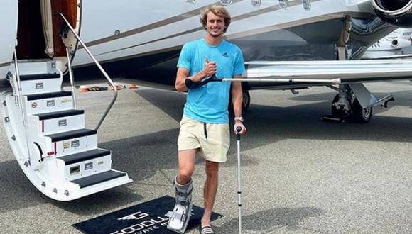 El tenista alemán se lesionó en el duelo ante Rafael Nadal. Foto: IG Alexander Zverev.