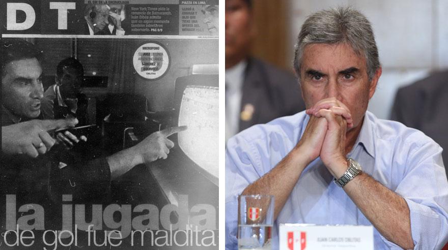 La portada de El Comercio al día siguiente del error arbitral que dejó a la selección peruana Sub 20 fuera del Mundial. Juan Carlos Oblitas era el técnico.