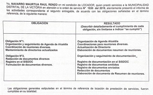 Renzo Navarro reportó en el informe de locador sus funciones realizadas. (Foto: El Comercio)