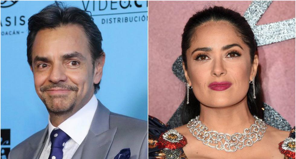 Eugenio Derbez y Salma Hayek inflan el pecho por el éxito en taquilla de la película \"How to be a Latin Lover\", en Estados Unidos. (Foto: Getty Images)