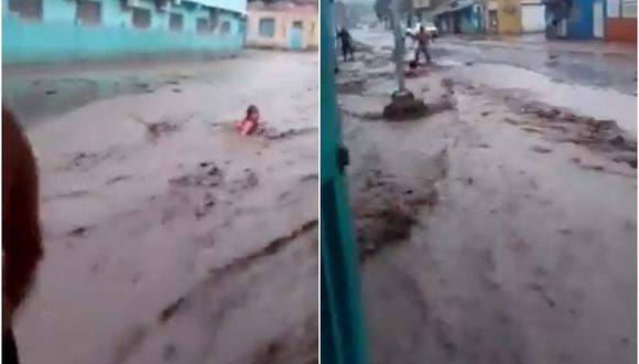 El momento en que rescatan a una niña arrastrada por la corriente en Puerto La Cruz, Venezuela. (Captura de video).