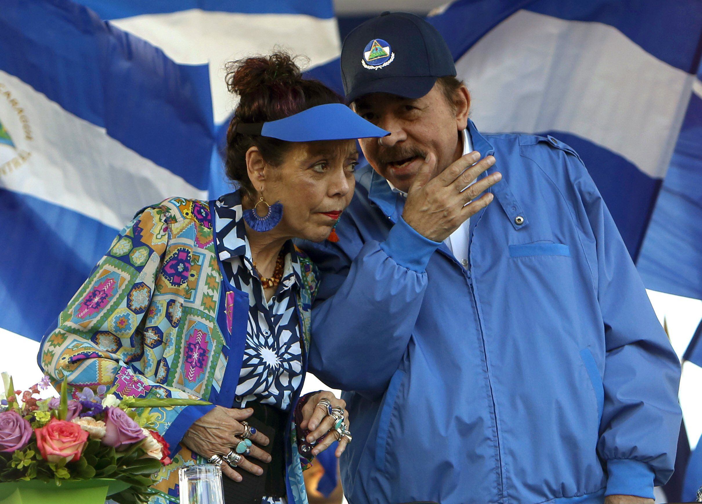 The tandem in power: the spouses Rosario Murillo and Daniel Ortega, the de facto leaders of Nicaragua.  AP
