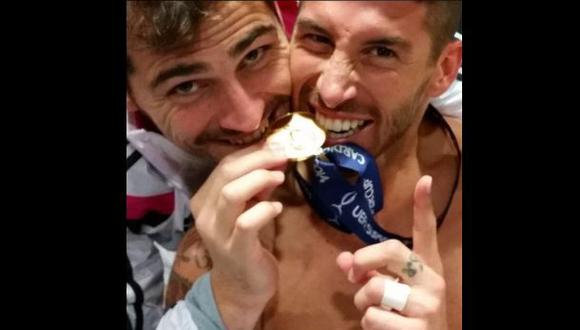 Casillas y Sergio Ramos se tomaron un selfie tras la Supercopa