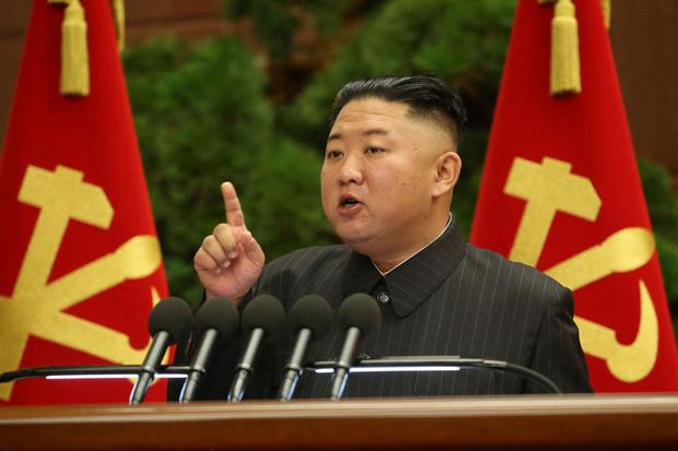 This photograph taken on June 29, 2021 and published by the Korean Central News Agency (KCNA) on June 30 shows North Korean leader Kim Jong-un attending a meeting in Pyongyang. (STR / KCNA / KNS / AFP).