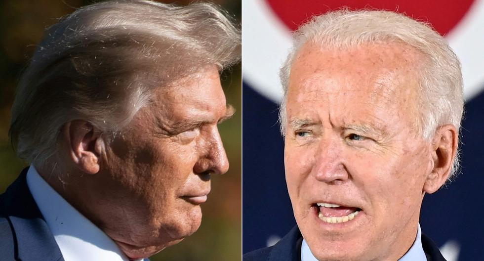 Donald Trump y Joe Biden, expresidente y actual mandatario de Estados Unidos, respectivamente. (SAUL LOEB y JIM WATSON / AFP)