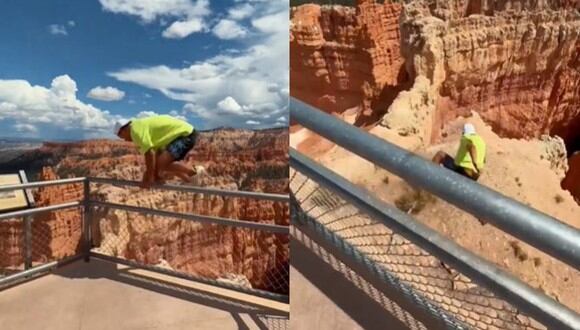 VIDEO VIRAL | El sujeto estuvo muy cerca de caer por más de 800 pies. (Foto: touronsofnationalparks/Instagram)