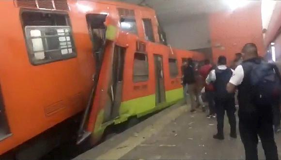 Captura de video del accidente que ocurrió en la estación Tacubaya de la línea 1 del Sistema Colectivo Metro de Ciudad de México que ha causado un muerto y 41 personas heridas tras el choque de dos trenes. (Foto: EFE)