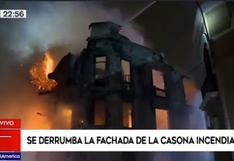 Incendio en Centro de Lima: parte de la fachada de casona incendiada se derrumba | VIDEO