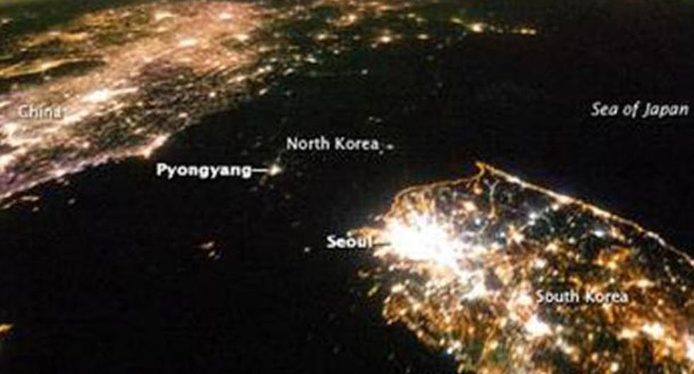 Así se ve Corea del Norte de noche en la península asiática. (Foto: NASA)