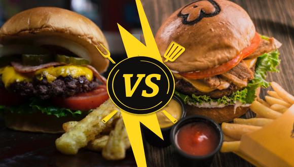 Versus culinario: hamburguesas de carne o veganas. (Fotos: Yuntas Burger / La ReContra)