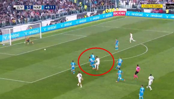Juventus vs. Napoli: Cristiano Ronaldo generó el 2-1 de los turineses con este gran remate. (Foto: captura)