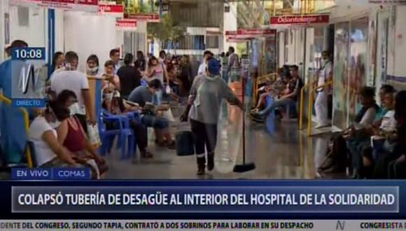 Aniego afectó a vecinos y atención en Hospital de la Solidaridad. (Captura: Canal N)
