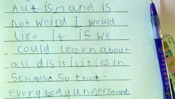 La emotiva carta de una niña para defender a su hermano autista