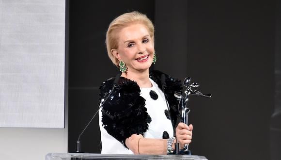 NEW YORK, NY - JUNE 04: Designer Carolina Herrera accepts the 2018 CFDA Founders award during the 2018 CFDA Fashion Awards at Brooklyn Museum on June 4, 2018 in New York City.   Theo Wargo/Getty Images/AFP