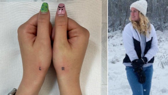 Una joven se tatuó sus manos para distinguir la derecha de la izquierda. En una puso la “R” de ‘right’ (derecha) y en la otra puso una “L” de ‘left’ (izquierda). | Foto: @laurenwinzer y @dkodia en Instagram.