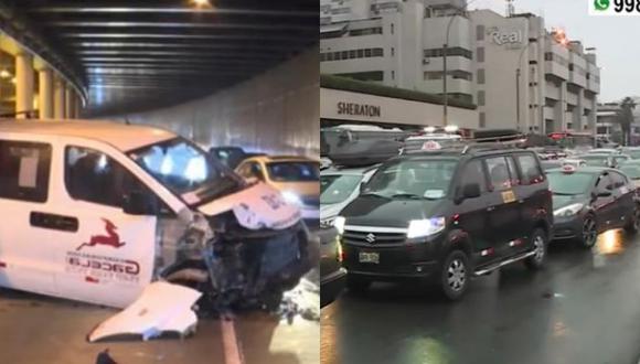 Congestionamiento en ingreso a la vía expresa de Paseo de la República se reporta esta mañana por accidente de tránsito. (Captura: América Noticias)