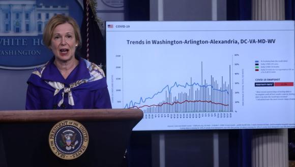 La Dra. Deborah Birx, coordinadora de respuesta al coronavirus de la Casa Blanca, durante una conferencia de prensa en la Sala de Brady Press en la Casa Blanca en Washington. (Foto: REUTERS / Leah Millis).