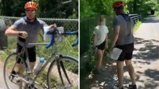 George Floyd: ciclista agredió a personas que pegaban volantes contra el racismo | VIDEO