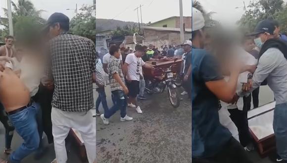 El cuerpo del difunto fue paseado en motocicleta por la ciudad. (Foto: captura video Ecuavisa)