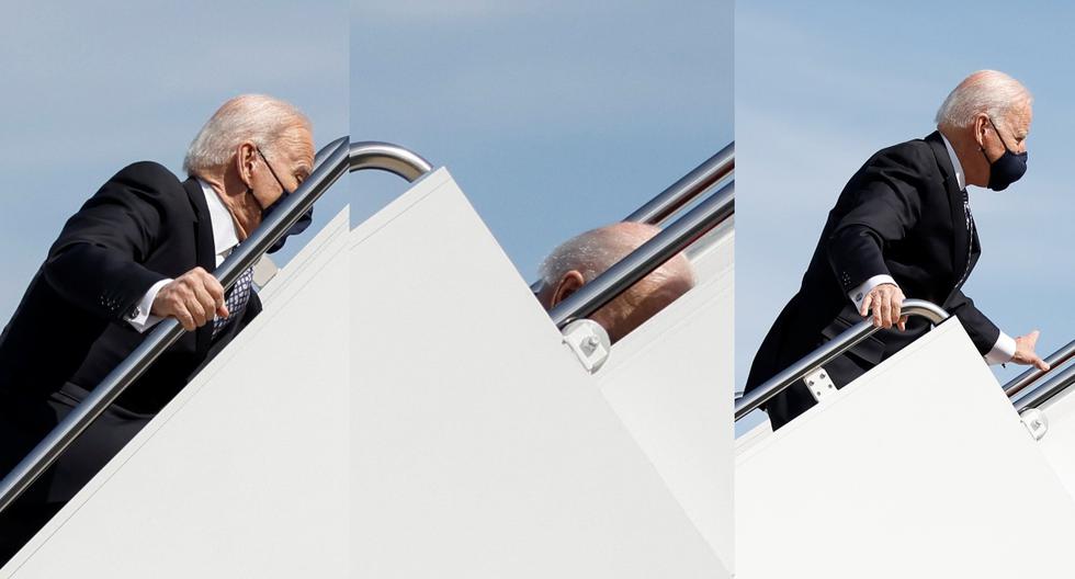 Joe Biden Suffers Fall While Boarding Air Force One Before Departing for Atlanta |  VIDEO