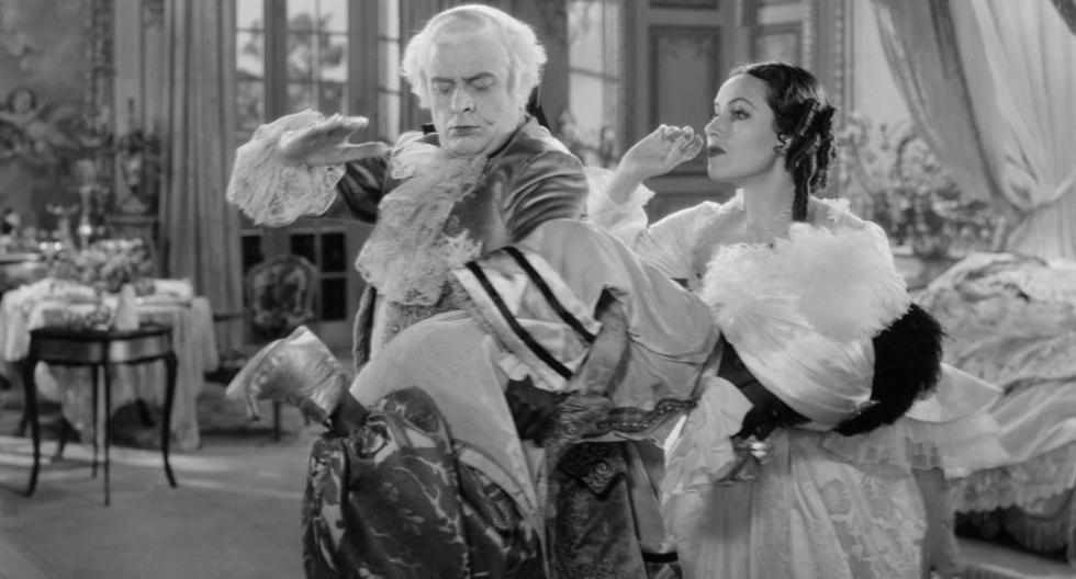 Dolores del Río y Reginald Owen grabando Madame Du Barry en 1934 (Getty Images)