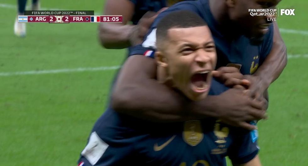 Kylian Mbappé marcó un doblete para que Francia iguale el encuentro en la final de la Copa del Mundo en el estadio Lusail. Míralo aquí. (Foto: Captura FOX)