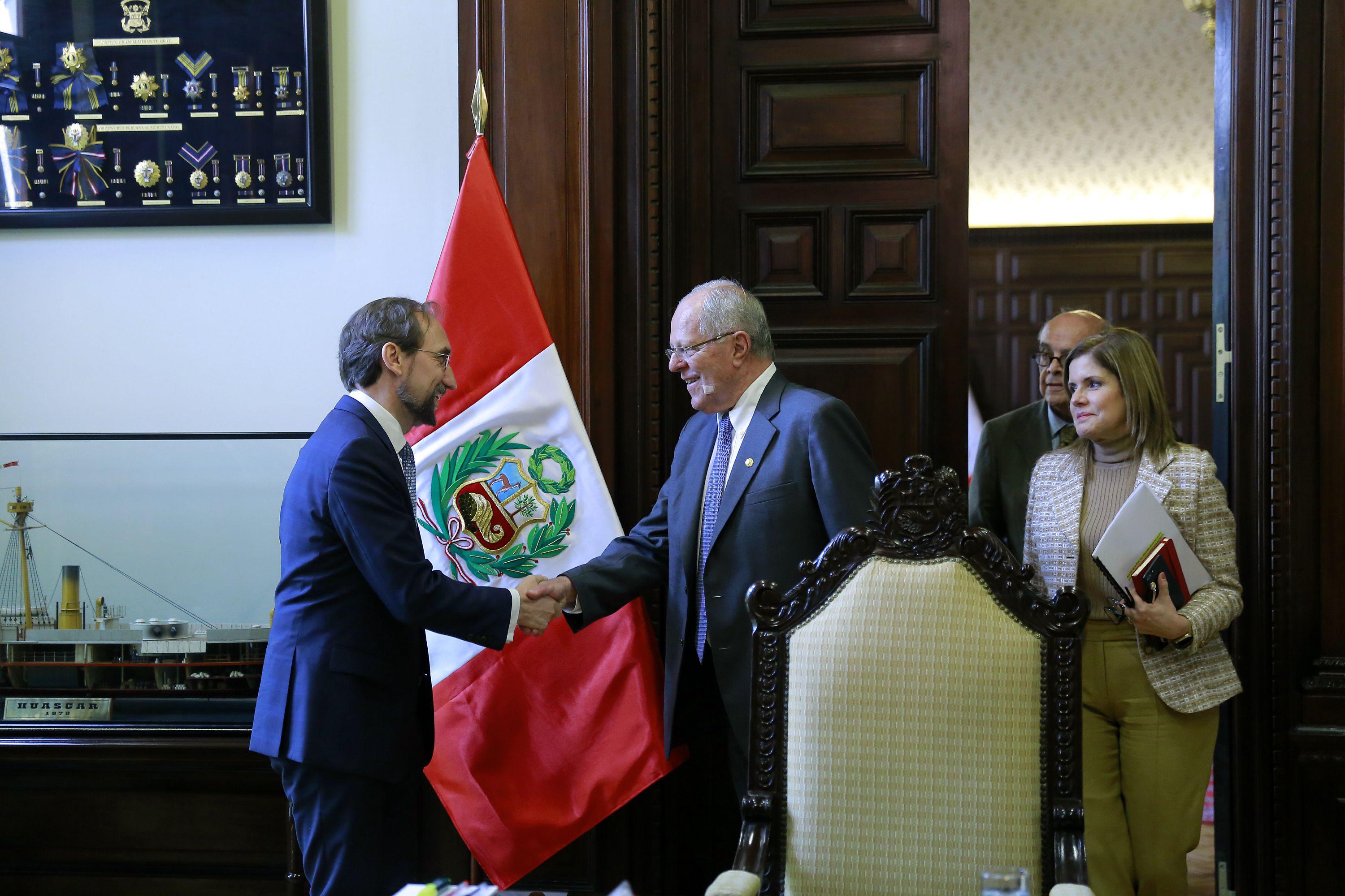 PPK se reunió la semana pasada con el alto comisionado de las Naciones Unidas para los Derechos Humanos, Zeid Ra'ad Al Hussein. (Foto: Presidencia)
