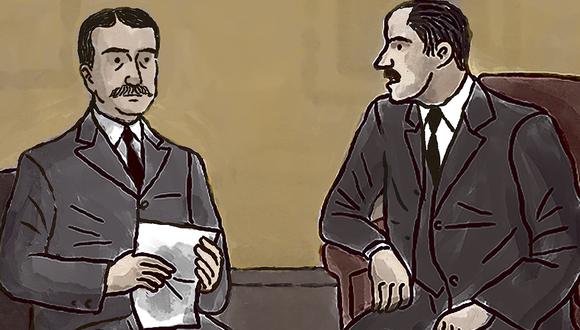 “El canciller Salomón se reunió con el presidente Leguía durante dos horas”. (Ilustración: Víctor Aguilar Rúa).