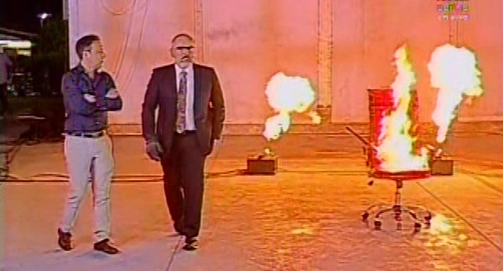 Beto Ortiz quemó el sillón rojo de \"El Valor de la Verdad\" en el último programa. (Foto: Captura)