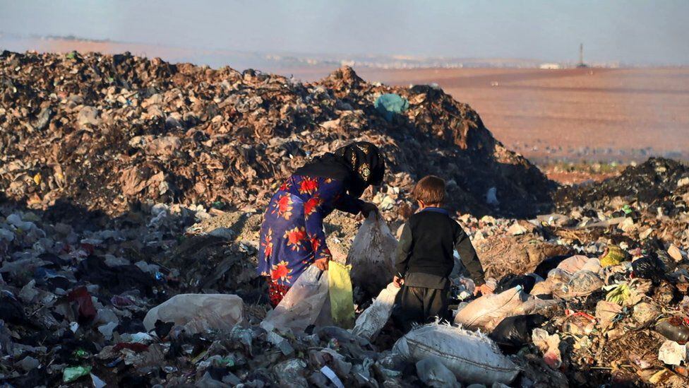 Some families in the camp sell scraps they find in the dump to make a living.
