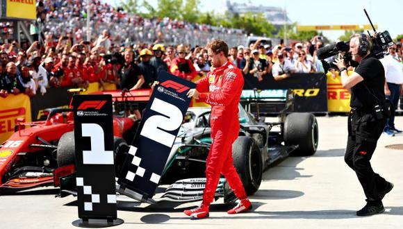 Sebastian Vettel cambia los carteles de posición, indignado por la sanción que le impidió ganar el GP de Canadá. (Foto: AFP)