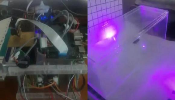 Así es el láser casero que puede aniquilar cucarachas con inteligencia artificial. (Foto: Ildar Rakhmatulin en YouTube)