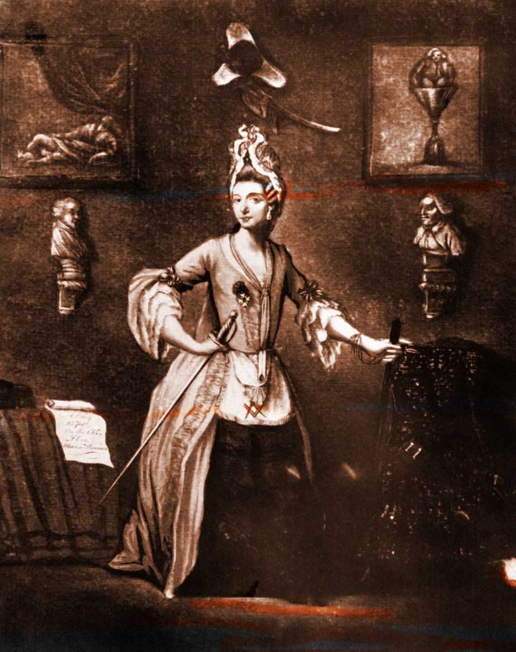 The Chevalier d'Éon, Charles de Beaumont, in female Masonic dress.