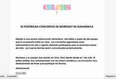 Morrissey se intoxicó en Lima y sus conciertos en Sudamérica fueron postergados