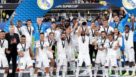 Real Madrid suma 98 títulos oficiales. Es el más ganador de la Champions League (14) y uno de los más campeones de la Supercopa (5) junto al Milan y Barcelona.