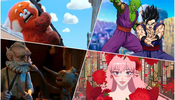 "Turning Red", "Dragon Ball Super: Suer Hero", "Pinocho" y "Belle" son algunas de las películas que destacaron durante un excelente año para la animación. (Foto composición con imágenes de Pixar, Toei Animation, Netflix y Toho)