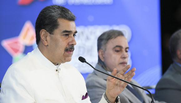 El presidente de Venezuela, Nicolás Maduro, durante una reunión de la Asamblea del Consejo Federal de Gobierno en el Palacio Presidencial de Miraflores, en Caracas, el 5 de diciembre de 2023. (Foto de Francisco Batista / Presidencia de Venezuela / AFP)