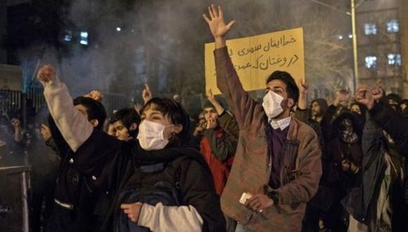 Las manifestaciones del fin de semana fueron un insólito giro pocos días después de que Irán se uniera masivamente en el duelo por la muerte de Soleimani. (Foto: AFP, via BBC Mundo)